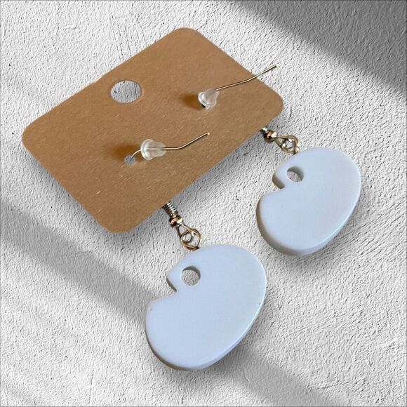 Artist Pallet Paint Art Theme Dangle Earrings Silver Tone Jewelry Gift NEW - Picture 4 of 4
